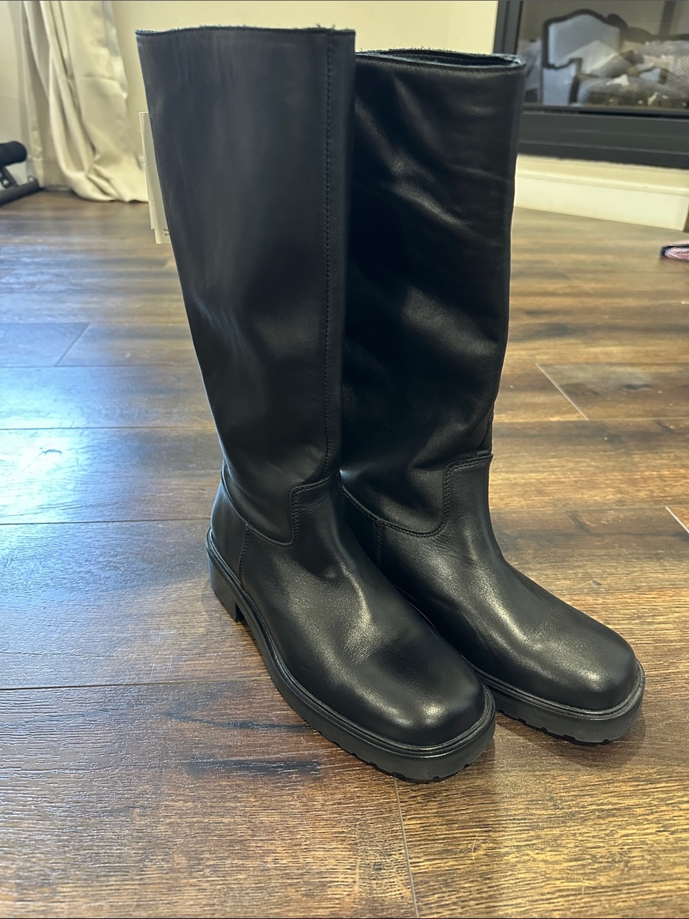 Women’s mango Black Leather Knee-High Boots - nwt